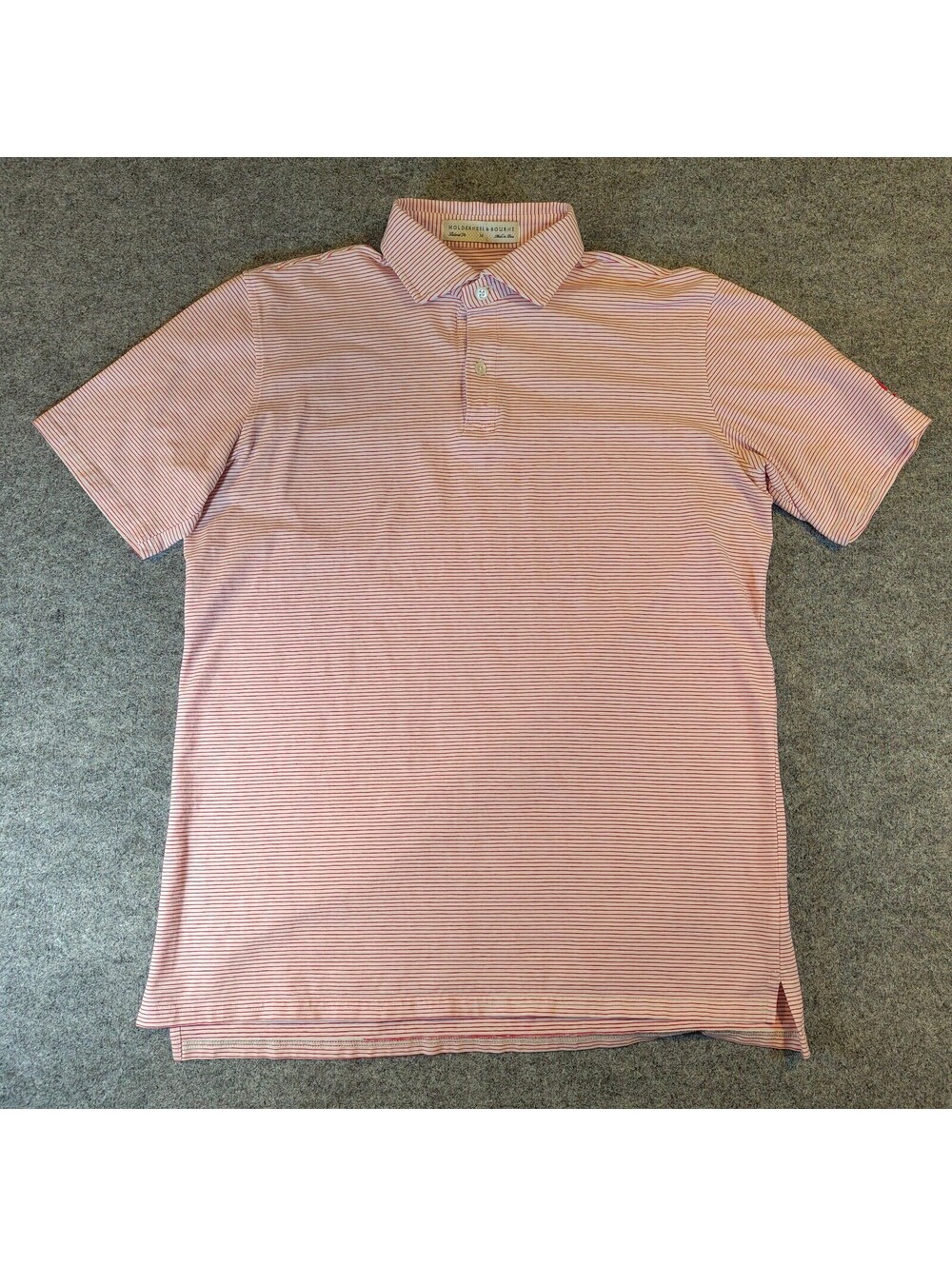 Holderness & Bourne Golf Polo Shirt Red White Striped Tailored Fit Mens Size M